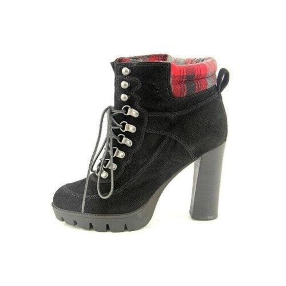 Nine West Boots Suede Black & Red Plaid Women's Size 8 M US New In Box - Picture 7 of 7